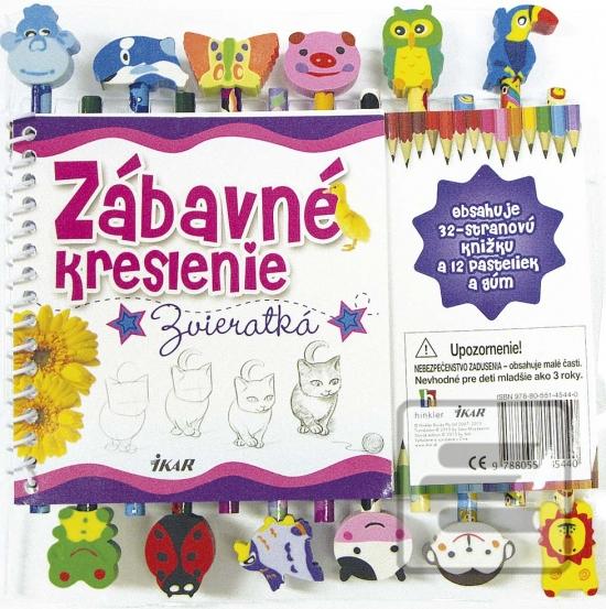 Obrázok Zábavné kreslenie – Zvieratká (12 pasteliek a gúm) - Kolektív autorov