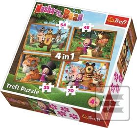 Obrázok TREFL Puzzle Máša a medvěd 4v1 (35,48,54,70 dílků)