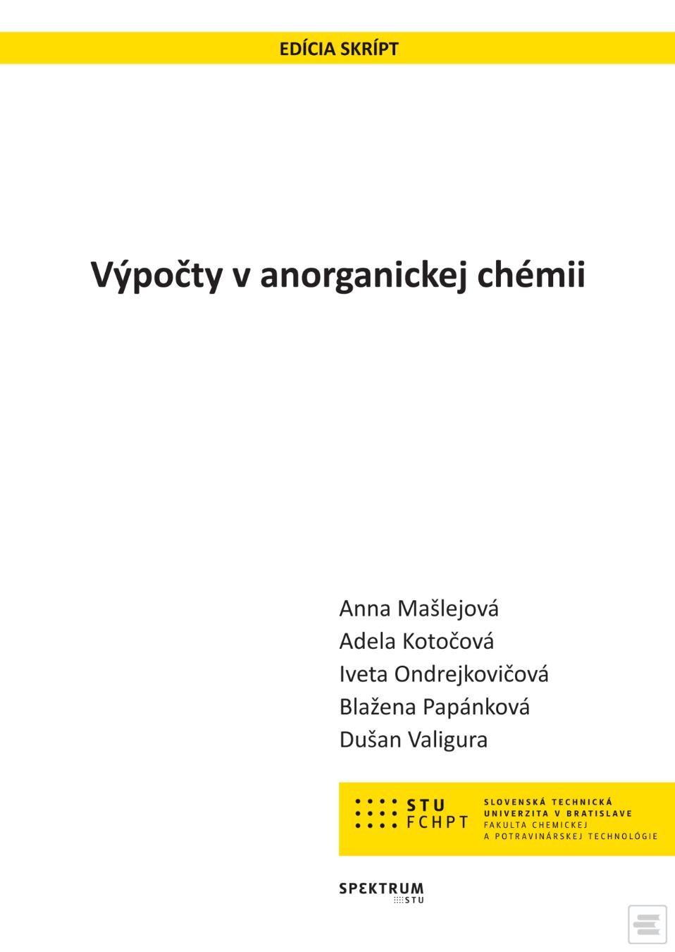 Obrázok Výpočty v anorganickej chémii (Anna Mašlejová)