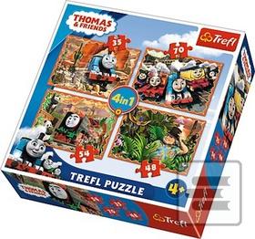 Obrázok TREFL Puzzle Mašinka Tomáš 4v1 (35,48,54,70 dílků)